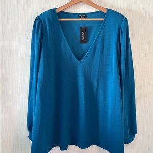 City Chic Teal V-Neck Blouse